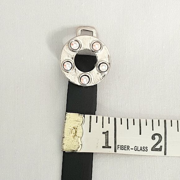Rhinestone Studded Washer Ring Buckle Skinny Belt Adjustable Medium To Small - Picture 12 of 12